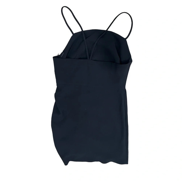 Zara NWT Black Draped Mini Dress with Ruched Tie  & Slit Detailing - Picture 6 of 11